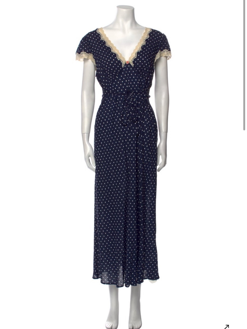 Rixo lace trim polka dot maxi dress